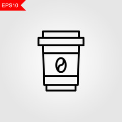 Coffee line thin icon on grey background. Vector illustration eps10.