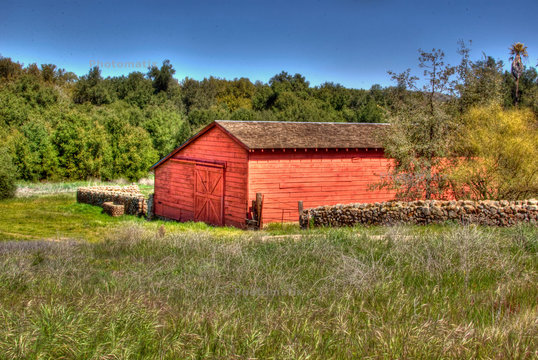 red barn in a rural area  in Santa Rosa plateau in southern california