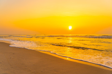 Fototapeta na wymiar Beautiful landscape outdoor sea ocean and beach at sunrise or sunset time