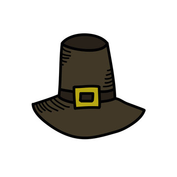 pilgrim hat doodle icon, vector illustration
