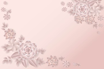 Flower bouquet paper cut style  pink color