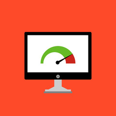 Speed test laptop icon Flat design vector illustration