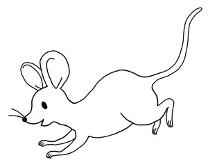 走るネズミの線画
