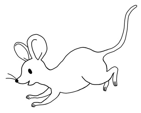 走るネズミの線画