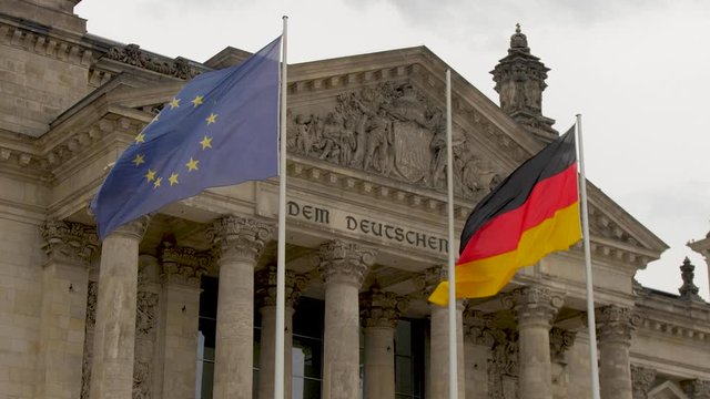 Flag of Germany and the European Union near Reichtag