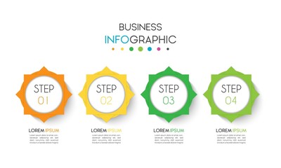Vector infographic design template with 4 options or steps. Can be used for process diagram, workflow layout, info graph, annual report, flow chart.
