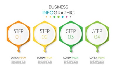 Vector infographic design template with 4 options or steps. Can be used for process diagram, workflow layout, info graph, annual report, flow chart.