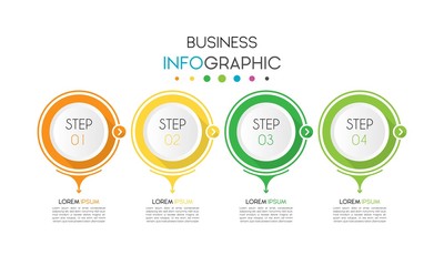 Vector infographic design template with 4 options or steps. Can be used for process diagram, workflow layout, info graph, annual report, flow chart.