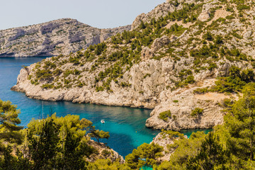 A view of calanques in Marseille France
