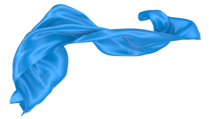 Abstract background of blue wavy silk or satin. 3d rendering image.