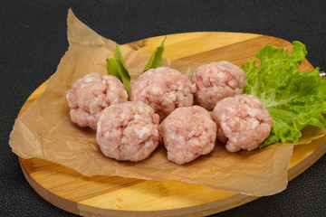 Homemade raw pork minced meatball for cooking