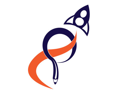 pencil and rocket logo vector
