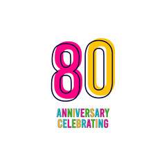 80 Years Kids Anniversary Celebrating Vector Template Design Illustration