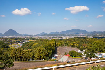Landscape of Marugame city and Mt.Iinoyama ,Kagawa, Shikoku, Japan