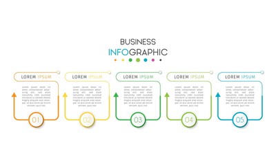 Vector infographic design template with 5 options or steps. Can be used for process diagram, workflow layout, info graph, annual report, flow chart.