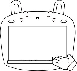 Cute white Rabbit blackboard outline