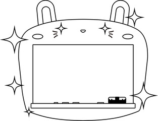 Cute white Rabbit blackboard outline