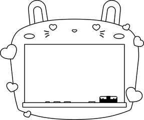 Cute white Rabbit blackboard outline