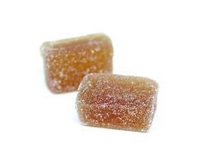 Sugary fruit candy on white background