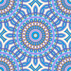 Decorative colorful ethnic seamless pattern for fabric or wrapping in oriental style. Hand drawn illustration