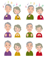 カップルの表情のイラスト : 老夫婦