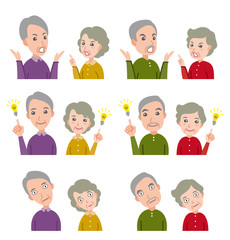 カップルの表情のイラスト : 老夫婦