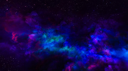 Fototapeta premium Fantasy universe space background ,volumetric lighting. 3d render