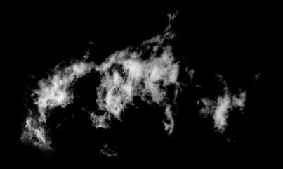 White cloud isolated on black background,Textured smoke,brush effect