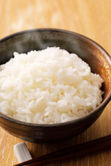 ごはん　Steam and Japanese white rice
