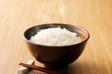 ごはん　Steam and Japanese white rice
