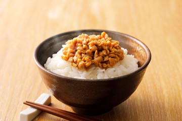 ひきわり納豆　Japanese crushed natto on rice