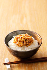 ひきわり納豆　Japanese crushed natto on rice