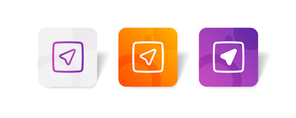 sending button round icon in outline and solid style with colorful smooth gradient background, suitable for mobile and web UI, app button, infographic, etc