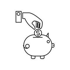 Concept on money, banking, saving and profit. Outline thin line flat illustration. Isolated on white background. 