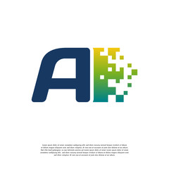 A-initial Tech logo vector, Cool Initial Pixel logo template vector