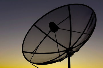 Silhouette of a small Satellite dish Communicator technology network.idebar with collapsible lists is being considered for merging. › A satellite dish is a dish-shaped type of parabolic antenna design