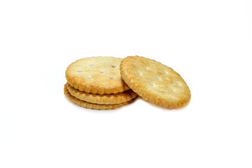 Crackers cookies isolated on white background.