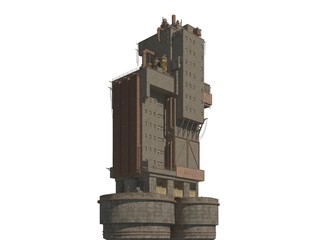 Industrial building of the future concept isolated on white background 3d illustration