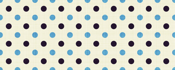 Seamless blue white polka dot fabric texture pattern background