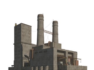 Industrial building of the future concept isolated on white background 3d illustration