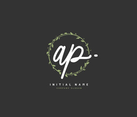 A P AP Beauty vector initial logo, handwriting logo of initial signature, wedding, fashion, jewerly, boutique, floral and botanical with creative template for any company or business.