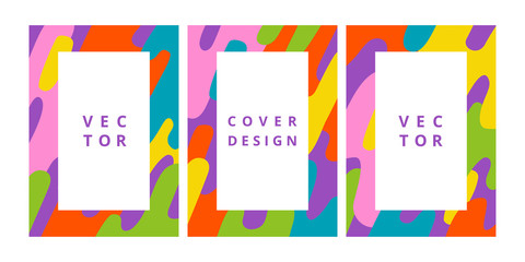 Set of modern design template with abstract fluid shapes in bright colors. Minimal stylish background for brochure, flyer, banner, poster and branding design. Fashion vector illustration
