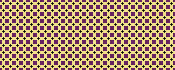 Seamless yellow purple polka dots cloth texture background
