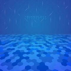 Technology background hexagon perspective modern line and light glow