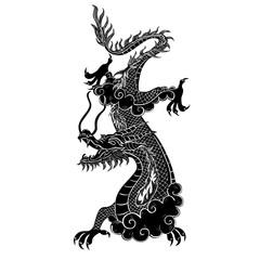 Chinese dragon of black color isolated on a white background. Vector graphics.