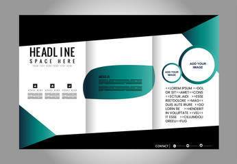 Tri-fold brochure template design with blue color