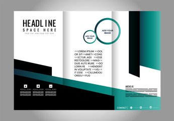 modern tri-fold template for advertising concept brochure in blue