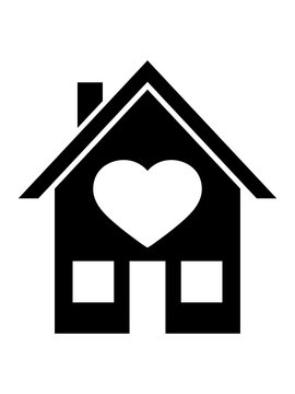 eigenheim haus herz symbol liebe geb&auml;ude bauen wohnen mieten kaufen clipart design fenster t&uuml;r vermieten piktogram besitzer neubau fertighaus familienhaus leben familie