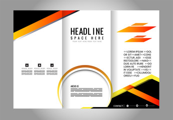 Elements Style Business Tri-Fold Brochure Template. Corporate Leaflet, Cover Design