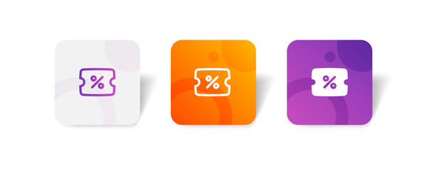 discount round icon in outline and solid style with colorful smooth gradient background, suitable for mobile and web UI, app button, infographic, etc
